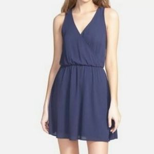 Lush Dark Blue Surplice Sleeveless Dress